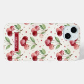 Watercolor Kersen Monogram Case-Mate iPhone Case (Achterkant (horizontaal))