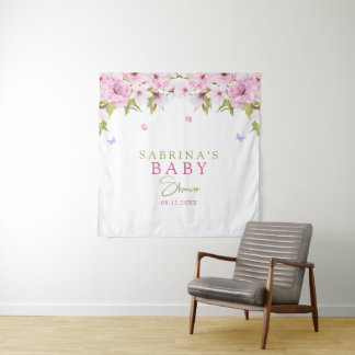 Watercolor Kersenbloesem Baby Shower Wandkleed
