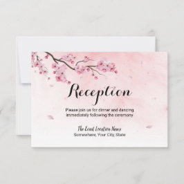 Watercolor Kersenbloesem Bloemige Trouwreceptie Kaart