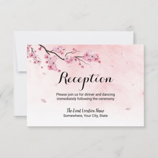 Watercolor Kersenbloesem Bloemstuk Bruiloftsrecept Kaart (Voorkant)