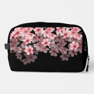 Watercolor Kersenbloesems Zwart Roze Jouw Naam Toilettasje