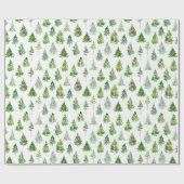 Watercolor Kerst Dennenboom Cadeaupapier (Vlak)