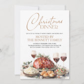 Watercolor Kerst Dinner Party Vakantie Rustiek Kaart (Voorkant)