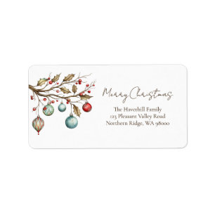 Watercolor Kerst Elegant Schrift Etiket