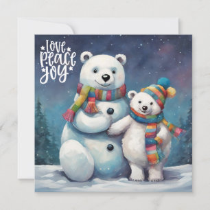 Watercolor Kerst IJsberen Feestdagenkaart