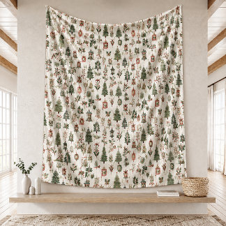 Watercolor Kerst Naadloze Patronen Fleece Deken