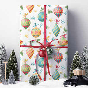 Watercolor Kerst Ornament Vakantiepatroon Cadeaupapier
