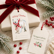 Watercolor Kerst Poolbeer Cadeautags