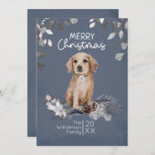 Watercolor Kerst Retriever Puppy Feestdagenkaart (Voorkant / Achterkant)