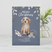 Watercolor Kerst Retriever Puppy Feestdagenkaart (Staand voorkant)