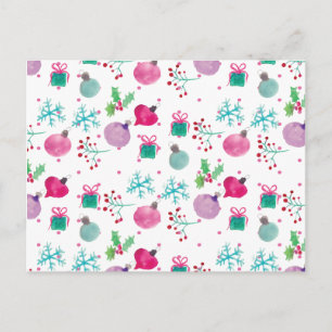 Watercolor Kerst Thema Handgeschilderd Patroon Briefkaart