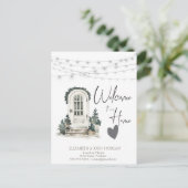 Watercolor Kerst voordeur, Hart aankondiging (Staand voorkant)