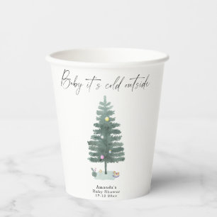 Watercolor Kerstboom baby shower Papieren Bekers