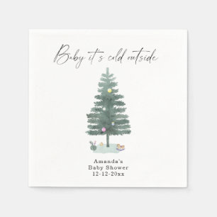 Watercolor kerstboom babyshower servet