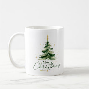 Watercolor Kerstboom Elegante Prettig Kerstfeest Koffiemok