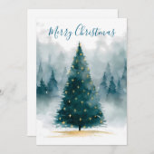 Watercolor Kerstboom Kaart (Voorkant / Achterkant)