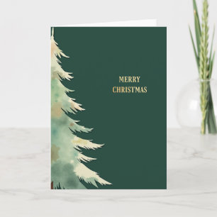 Watercolor Kerstboom Kaart Enkele Groene Boom