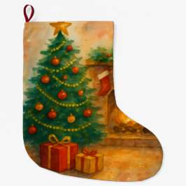 Watercolor Kerstboom & Koele Haard Wonen Kerstfees Grote Kerstsok
