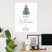 Watercolor kerstboom modern poster (Thuiskantoor)