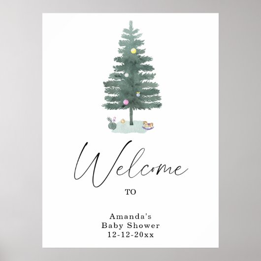Watercolor kerstboom modern poster (Voorkant)