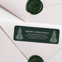 Watercolor Kerstboom Retouradres Label