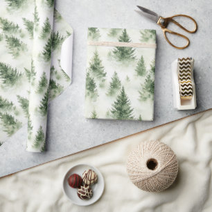 Watercolor Kerstboom Vakantiepatroon Cadeaupapier