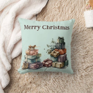 Watercolor Kerstcadeaus Kussen