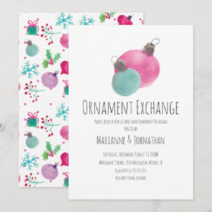 Watercolor Kerstfeest Versiering Uitwisseling Kaart