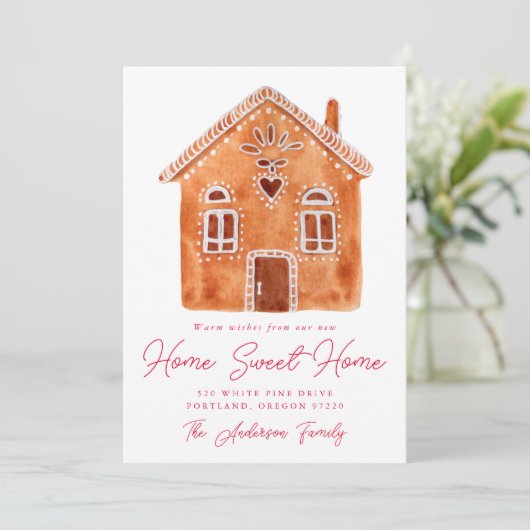 Watercolor Kersthuis Verhuisbericht Vakantie Aankondiging (Staand voorkant)