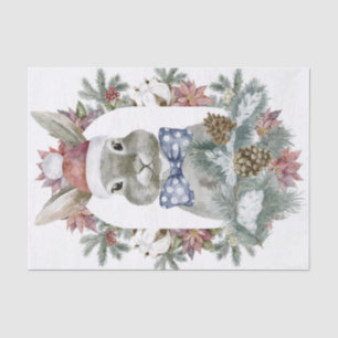 Watercolor Kerstkonijn Met Stippenboog Tissuepapier
