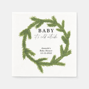 Watercolor Kerstkrans baby shower Servet