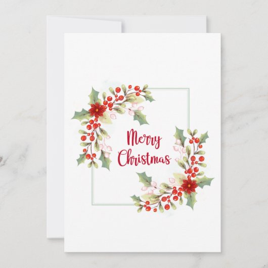Watercolor Kerstkrans Feestdagenkaart (Voorkant)