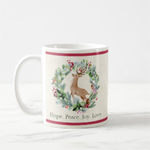 Watercolor Kerstkrans met herten op maat Holid Koffiemok