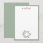 Watercolor Kerstkrans Notecards Notitiekaartje (Voorkant / Achterkant)