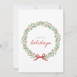 Watercolor Kerstkrans – Prettig Kerstfeest Minimal Feestdagenkaart
