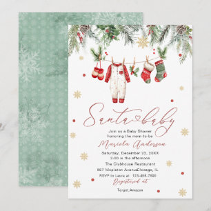 Watercolor Kerstman Baby Winter Baby Shower aanst Kaart