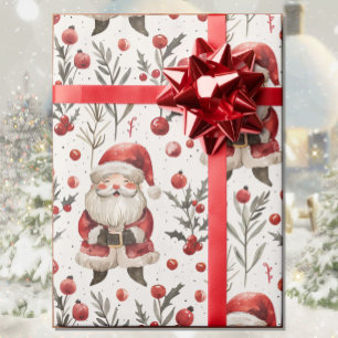 Watercolor Kerstman Landelijk Huis Kerstmis Cadeaupapier