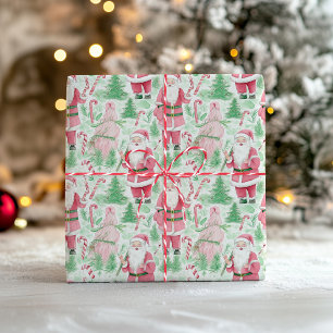 Watercolor Kerstman Patroon Vakantie  Cadeaupapier