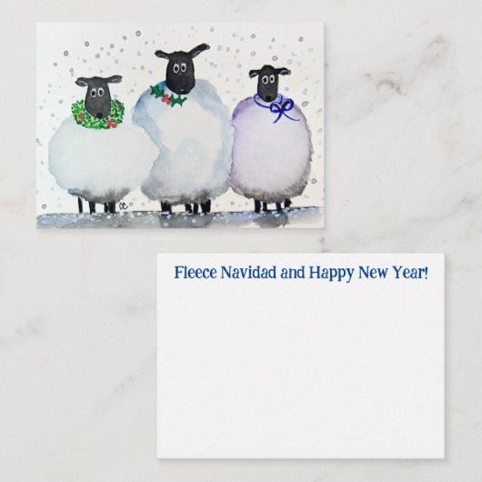 Watercolor Kerstmis en Nieuwjaar Notitiekaart  Notitiekaartje (Voorkant / Achterkant)