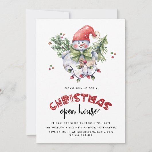 Watercolor Kerstmis | Kerst Open Huis  Kaart (Voorkant)