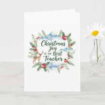 Watercolor Kerstmis Leraar Kaart – Festive Winter