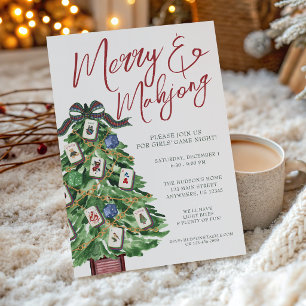 Watercolor Kerstmis & Mahjong Kerstboom Feest Kaart