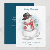 Watercolor Kerstmis sneeuwman Kaart (Voorkant / Achterkant)