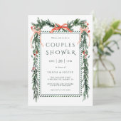 Watercolor Kerstslinger Koppels Bruiloftsshower Kaart (Staand voorkant)