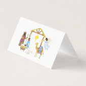 Watercolor Kerststal Kerst Foto Kaart (Achterkant)