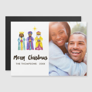 Watercolor Kerststal Kerst Foto Magnetische Uitnodiging