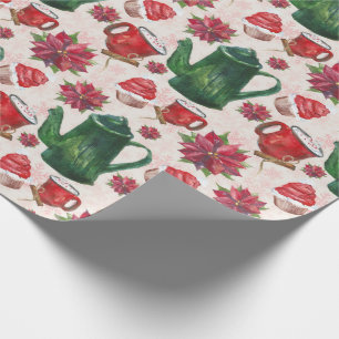 watercolor Kerstthee Feestje Cadeaupapier