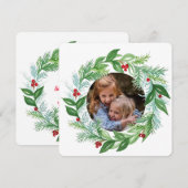 Watercolor Kerstvakantie FOTOKrans kaart (Voorkant / Achterkant)