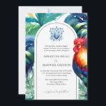 Watercolor Key West Formal Wedding Invitations<br><div class="desc">Invitation vos invités à votre mariage de rêve plage à Key West, Floride avec ces invitations vibrantes et artistiques de mariage Key West. Doté d'un coq d'aquarelle aux tons rouges et bleus vifs, chaque carte est encadrée de verts et bleus tranquilles dans un luxuriant motif d'invitation à un mariage de...</div>