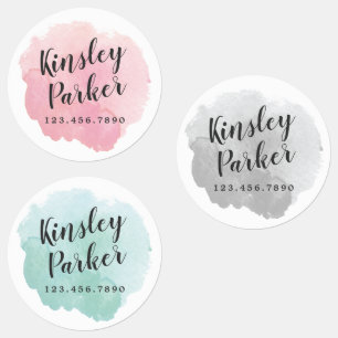 Watercolor Kids Naam Waterdicht Labels
